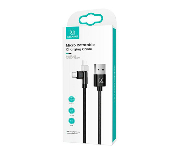 USAMS Kabel pleciony obrotowy U60 2A microUSB czarny - 1569082 - zdjęcie 2